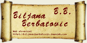 Biljana Berbatović vizit kartica